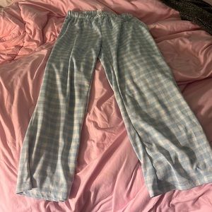 Blue and white plaid pj pants